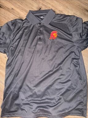 VanSport Men's Charcoal Polo with Red & Gold Spartan Crest